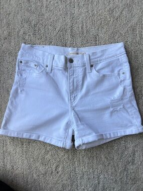 Levi's White Denim Shorts with Rolled Hem
